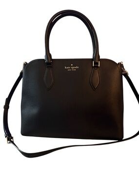 Kate Spade New York Black Leather Satchel with Crossbody Strap